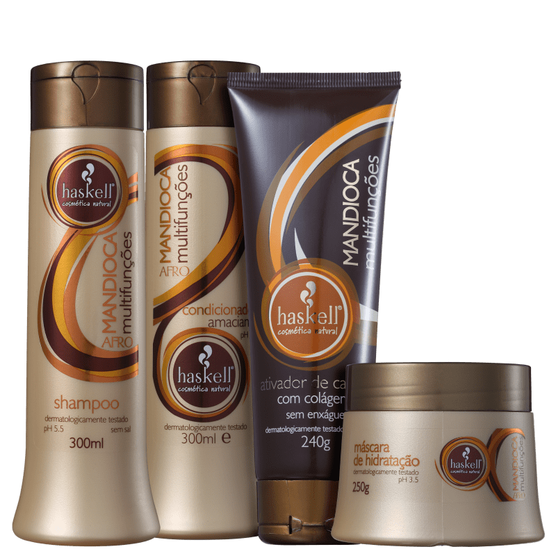 Kit Haskell Mandioca Multifunções Afro Completo (4 Produtos) Menor preço em Kit Haskell Mandioca Multifunções Afro Completo (4 Produtos)