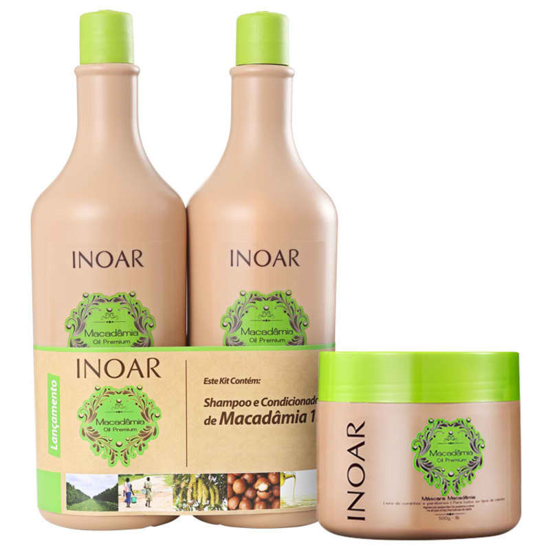 Kit Inoar Macadâmia Oil Premium Tratamento Cabelo Bem Cuidado (3 Produtos)