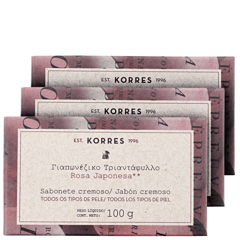 Kit Korres Rosa Japonesa - Sabonetes em Barra 3x100g