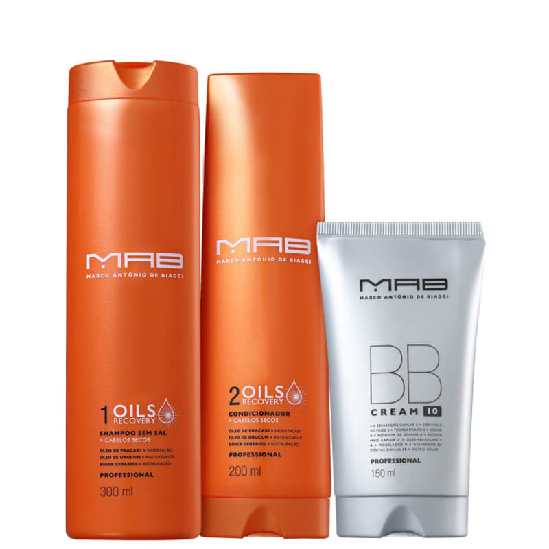 Kit MAB Marco Antônio de Biaggi Oils Recovery Proteção Antirressecamento (3 Produtos)