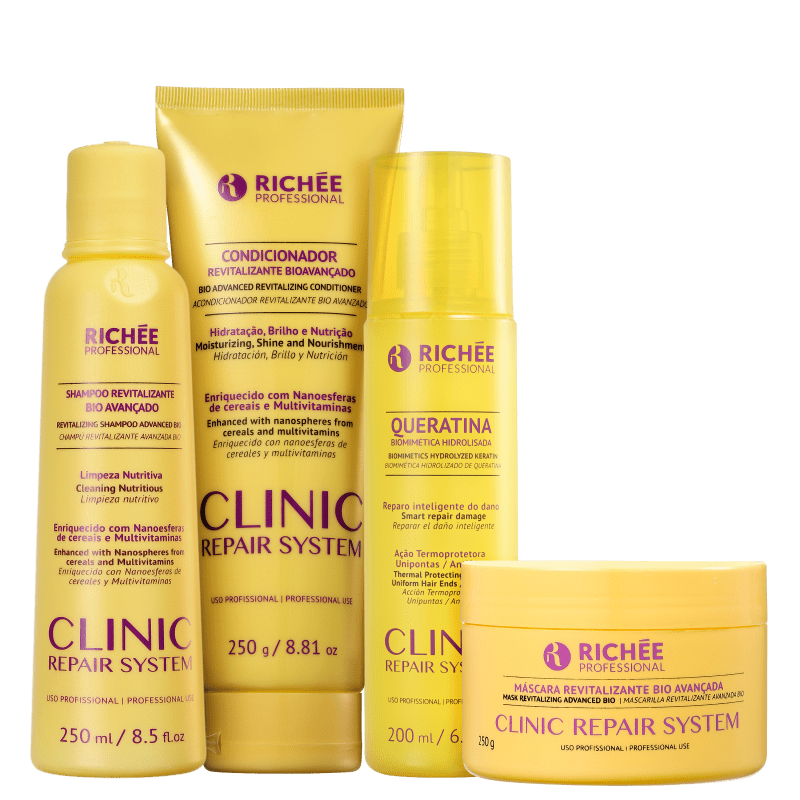 Kit Richée Professional Clinic Repair System Hidratação e Força (4 Produtos)