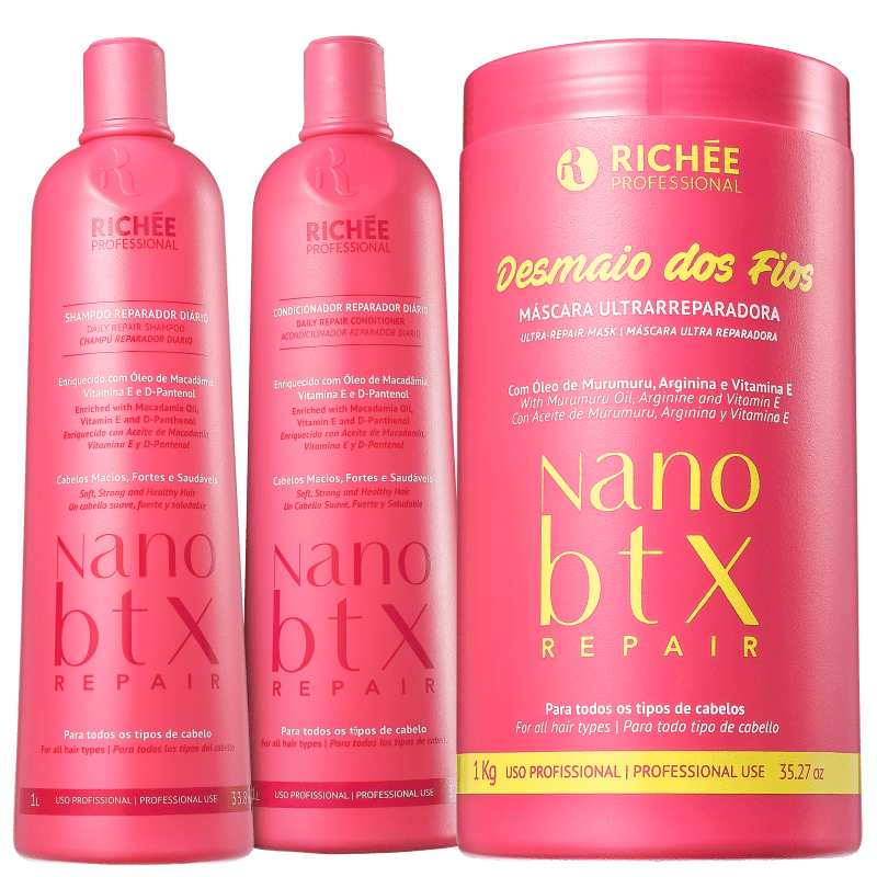 Kit Richée Professional Nano Btx Repair Desmaio dos Fios Salão (3 Produtos)