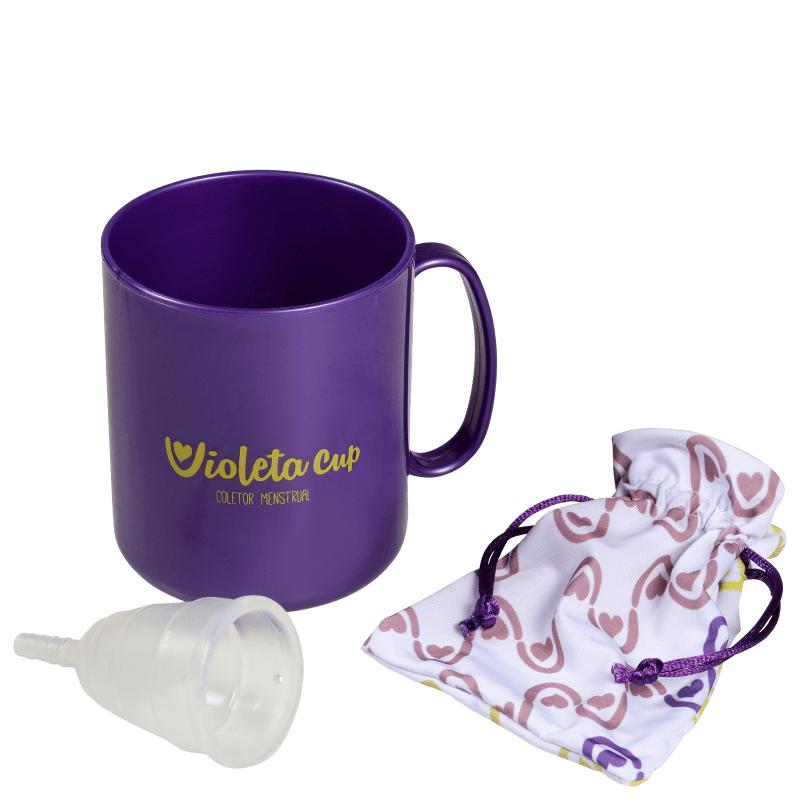 Kit Violeta Cup Transparente Tipo A (+30 anos ou com filhos) - Coletor Menstrual + Higienizador de Coletor