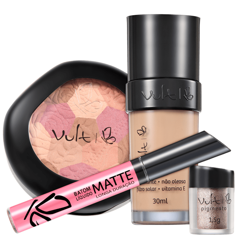 Kit Vult Make Up com Mosaico e Pigmento 01 Bege (4 produtos)