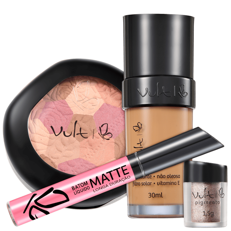 Kit Vult Make Up com Mosaico e Pigmento 04 Marrom (4 produtos)