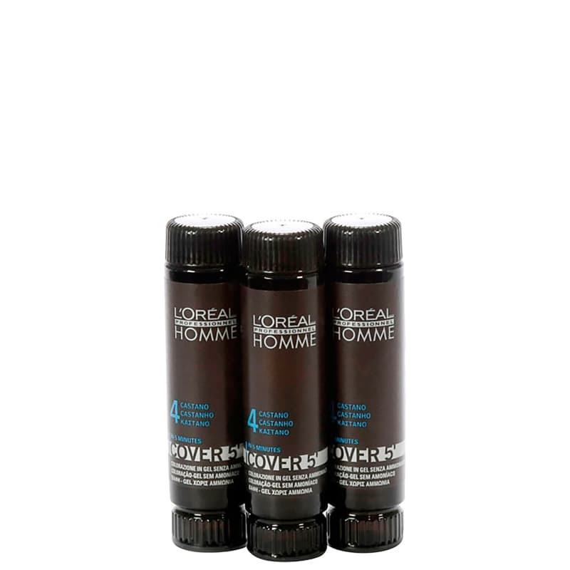 L'Oréal Professionnel Homme Cover 5 Castanho 4 - Coloração 3x50ml Menor preço em L'Oréal Professionnel Homme Cover 5 Castanho 4 - Coloração 3x50ml
