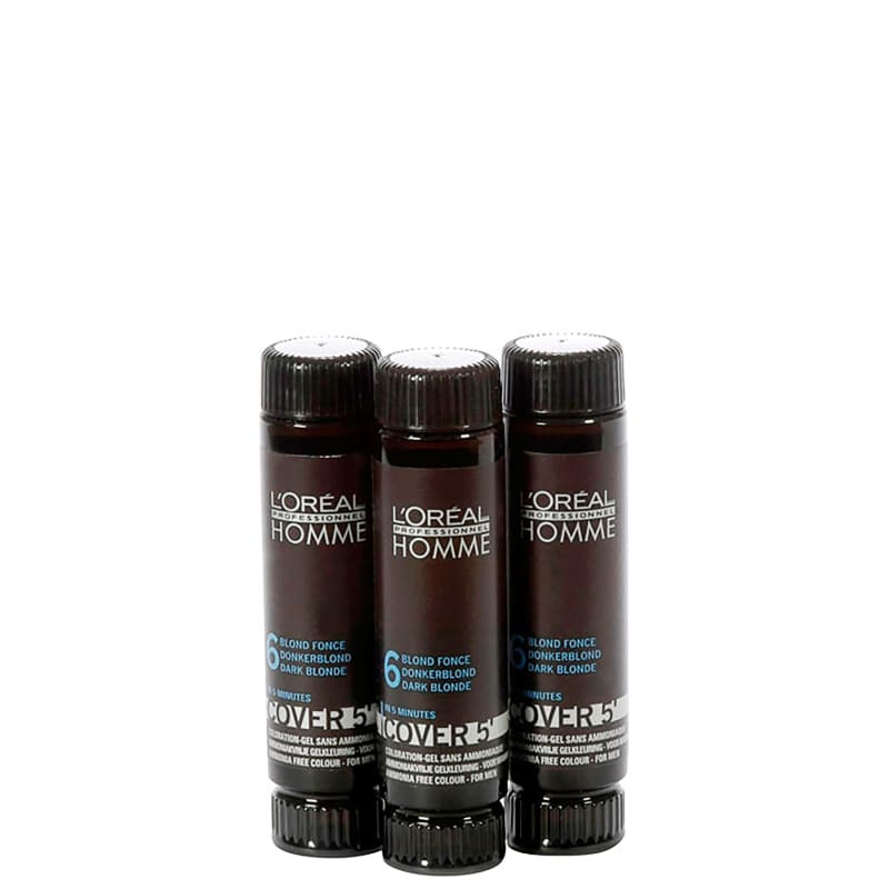 L'Oréal Professionnel Homme Cover 5 Louro Escuro 6 - Coloração 3x50ml Menor preço em L'Oréal Professionnel Homme Cover 5 Louro Escuro 6 - Coloração 3x50ml