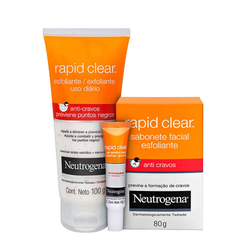 Kit Neutrogena Rapid Clear Trio (3 produtos) Menor preço em Kit Neutrogena Rapid Clear Trio (3 produtos)