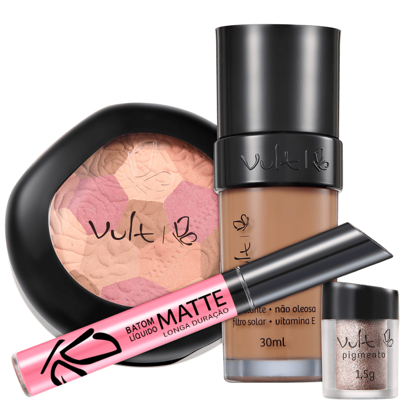Kit Vult Make Up 06 Marrom Mosaico Pigmento (4 Produtos)