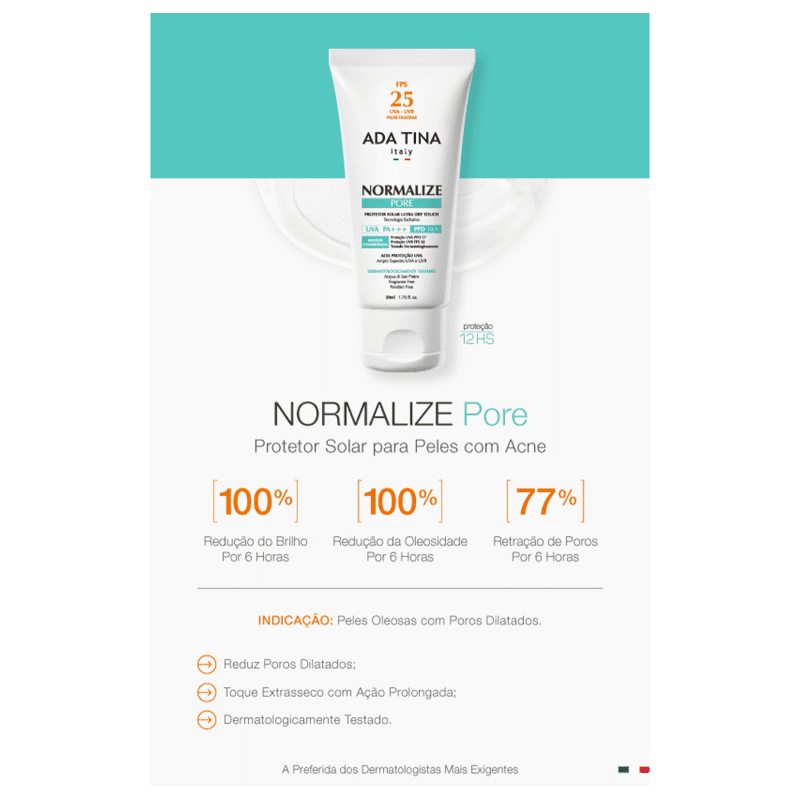 Ada Tina Normalize Pore FPS 25 - Protetor Solar Facial 50ml