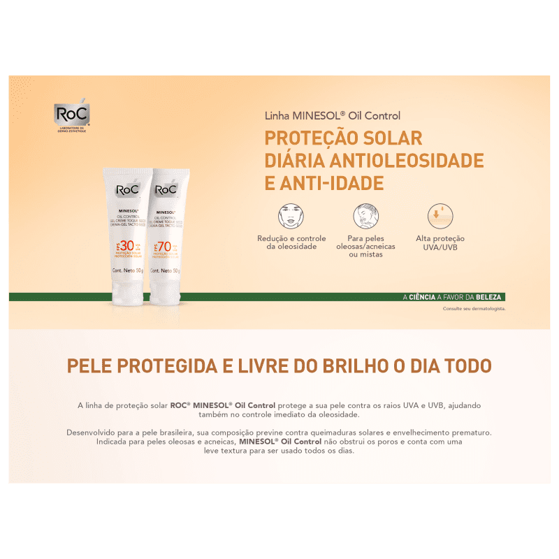 RoC Minesol Oil Control FPS 30 - Protetor Solar Facial 50g