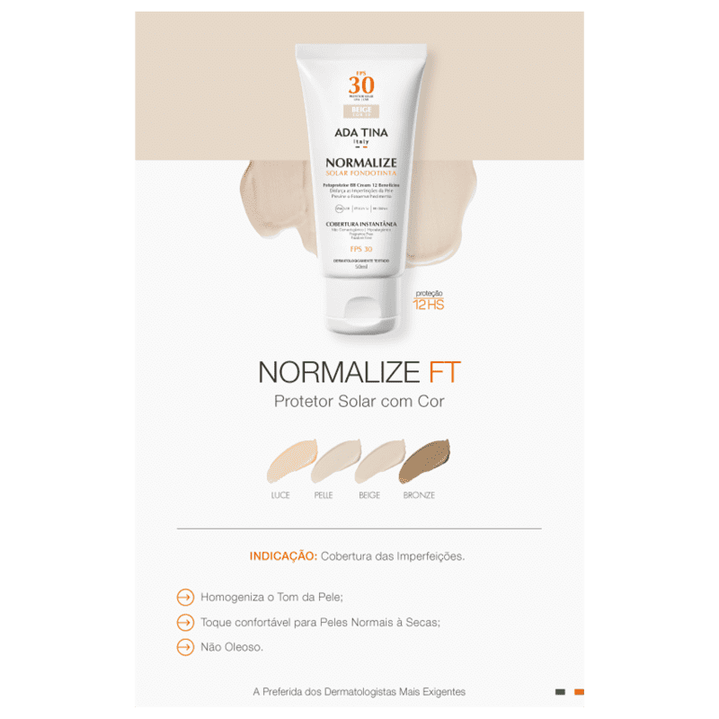 Ada Tina Normalize FT Beige Cor 30 FPS 30 - Protetor Solar Facial com Cor 50ml