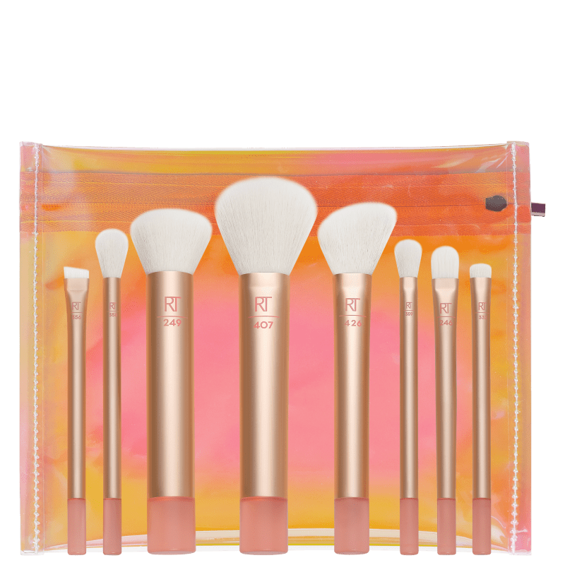 Pincel Maquiagem Fashion Jogo Kit Com 5 Peças Sombras Espuma