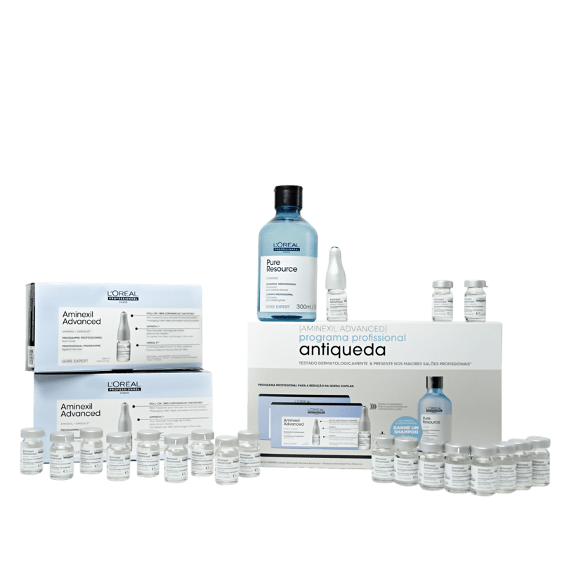 L'Oréal Professionnel Aminexil Advanced + Shampoo Pure Resource - Ampolas 20x6ml e Shampoo 300ml Menor preço em L'Oréal Professionnel Aminexil Advanced + Shampoo Pure Resource - Ampolas 20x6ml e Shampoo 300ml