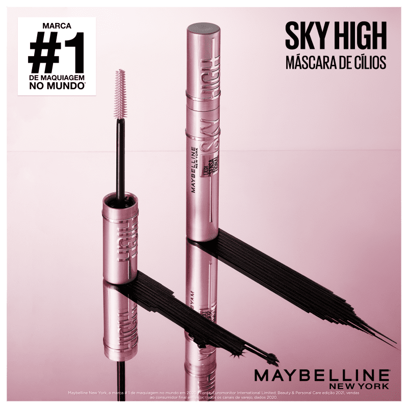 Imagem do frasco com o aplicador ao lado e uma sombra projetando dois pontos turísticos de Nova York.