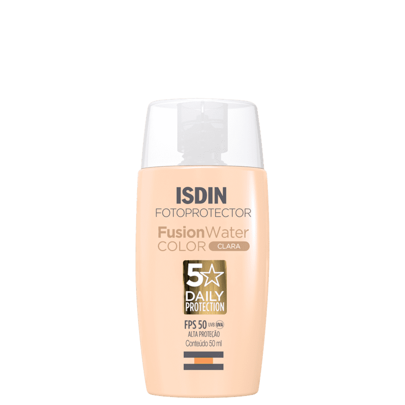 ISDIN Fusion Water 5 Stars FPS50 Color Clara - Protetor Solar Facial com Cor 50ml Menor preço em ISDIN Fusion Water 5 Stars FPS50 Color Clara - Protetor Solar Facial com Cor 50ml