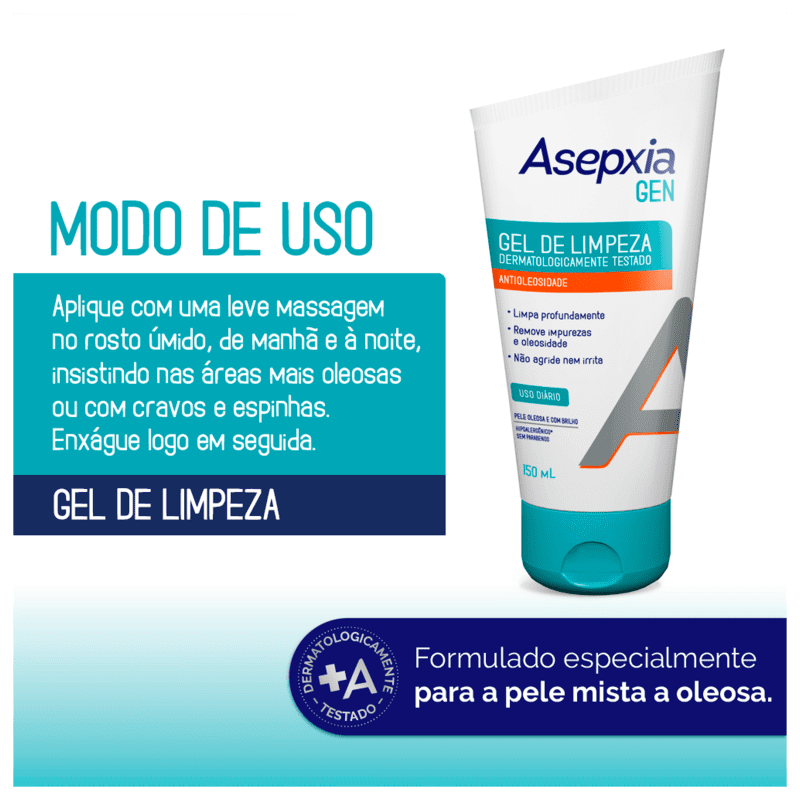 Gel de Limpeza Facial Asepxia Gen Beleza Na 