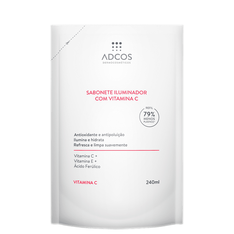 Adcos Derma Complex Iluminador com Vitamina C Refil- Sabonete Facial 240ml Menor preço em Adcos Derma Complex Iluminador com Vitamina C Refil- Sabonete Facial 240ml