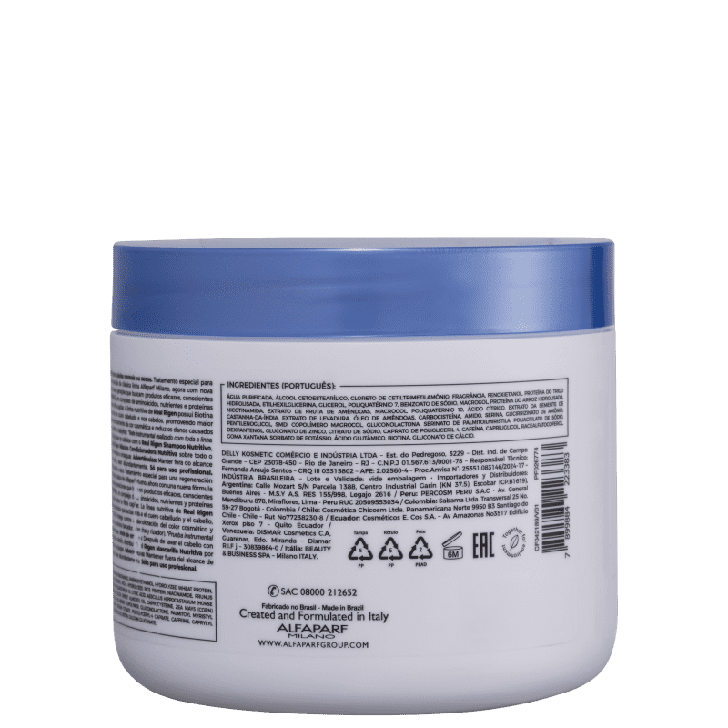 Máscara Capilar Nutritiva Alfaparf Milano Real Rigen 500g.