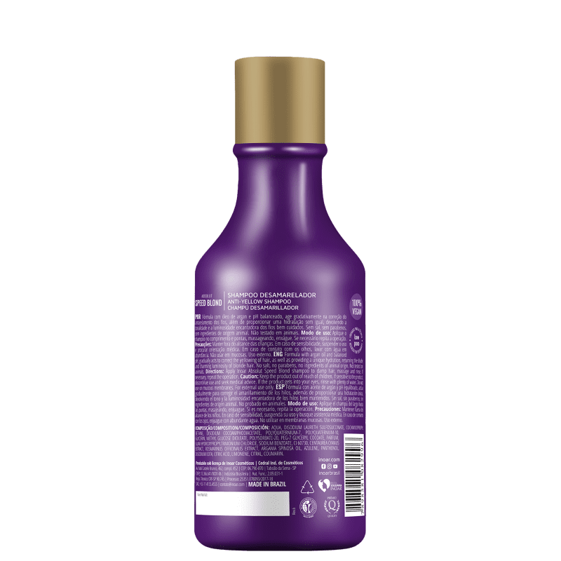 Inoar Absolut Speed Blond - Shampoo Desamarelador 250ml
