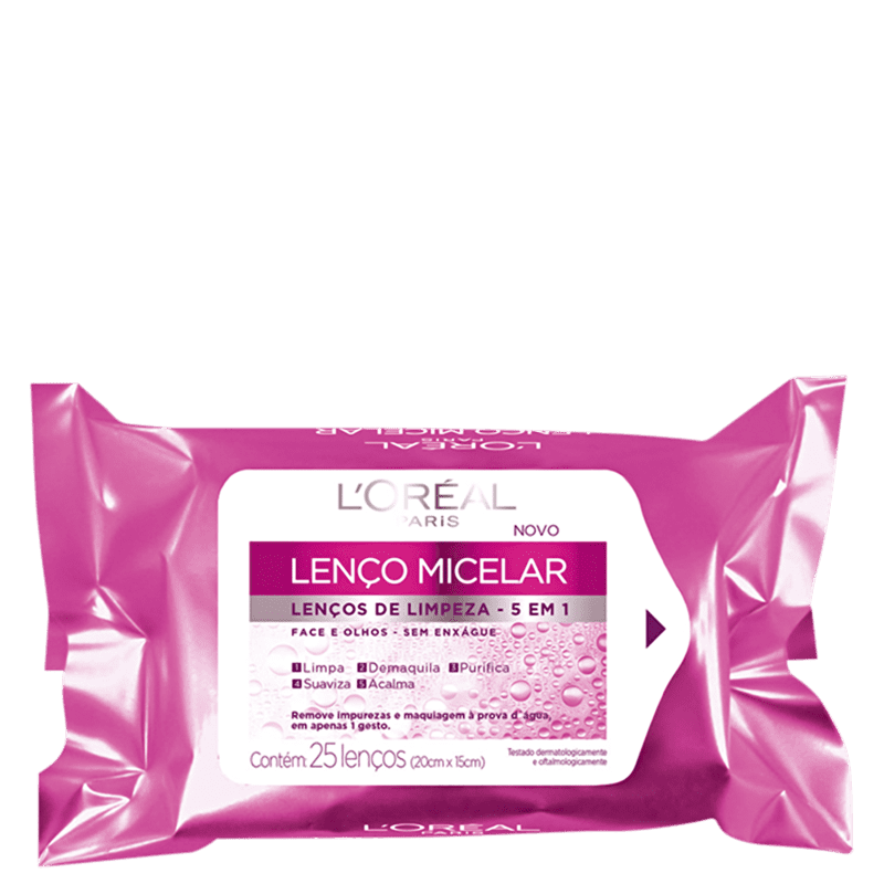 L'Oréal Paris Dermo Expertise Lenço Micelar 5 Em 1 - Lenço Demaquilante (25 unidades)