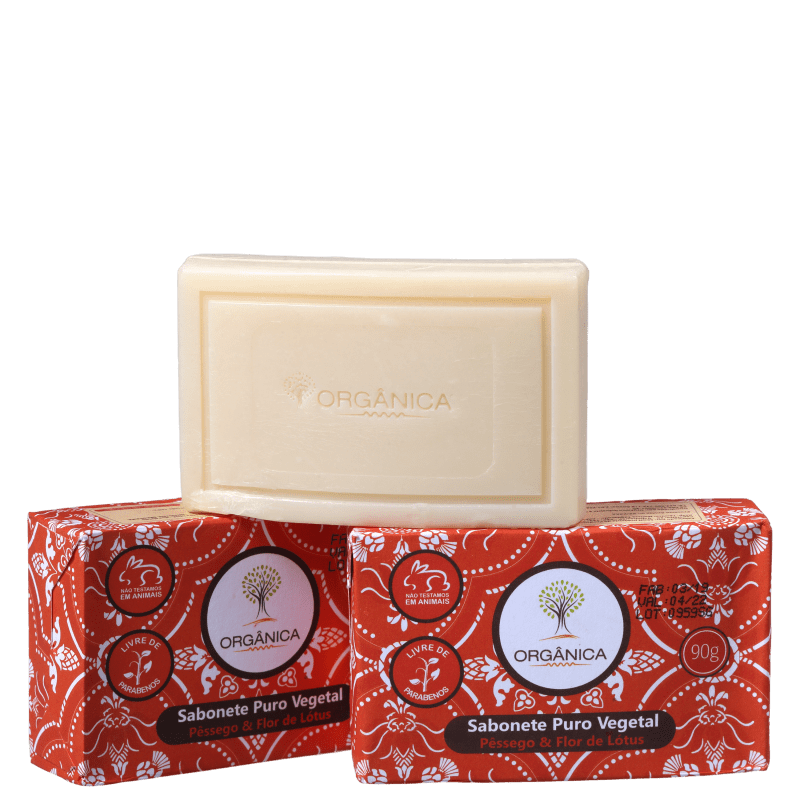Kit Orgânica Pêssego e Flor de Lótus - Sabonetes em Barra 3x90g