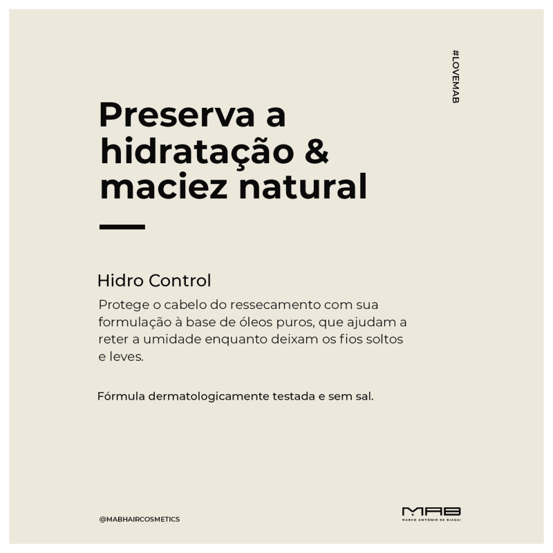 MAB Marco Antônio de Biaggi Hidro Control - Shampoo sem Sal 300ml