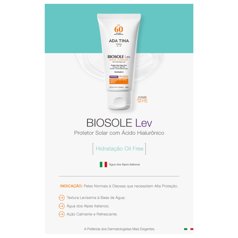 Ada Tina Biosole Lev FPS 60 - Protetor Solar Facial 40ml