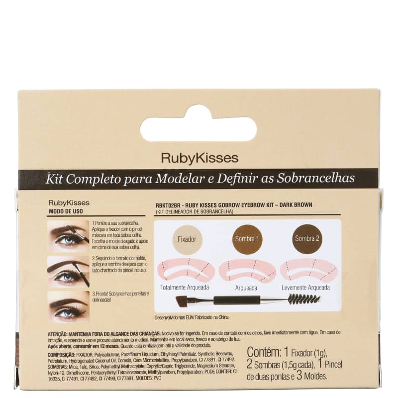 Kiss New York Ruby Kisses GoBrow Dark Brown - Paleta para Sobrancelha 4g