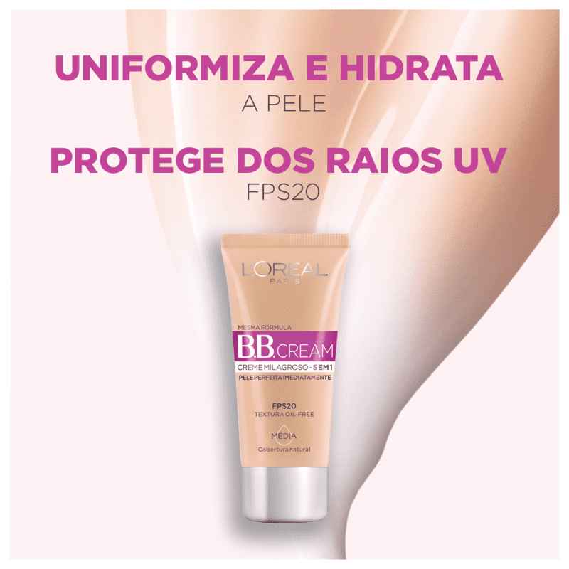 L'Oréal Paris Creme Milagroso 5 em 1 FPS 20 Médio - BB Cream 30ml