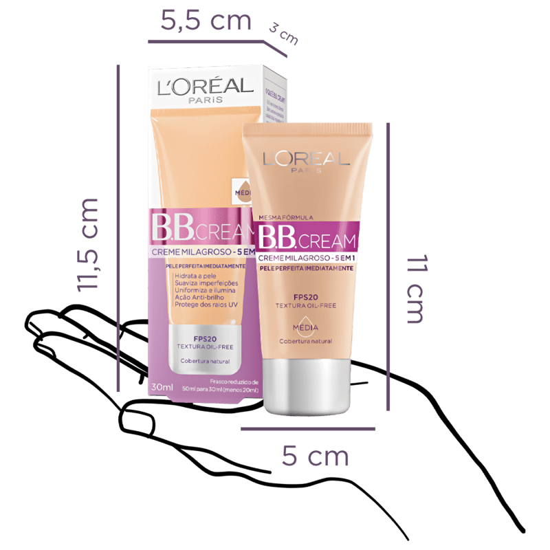 L'Oréal Paris Creme Milagroso 5 em 1 FPS 20 Médio - BB Cream 30ml