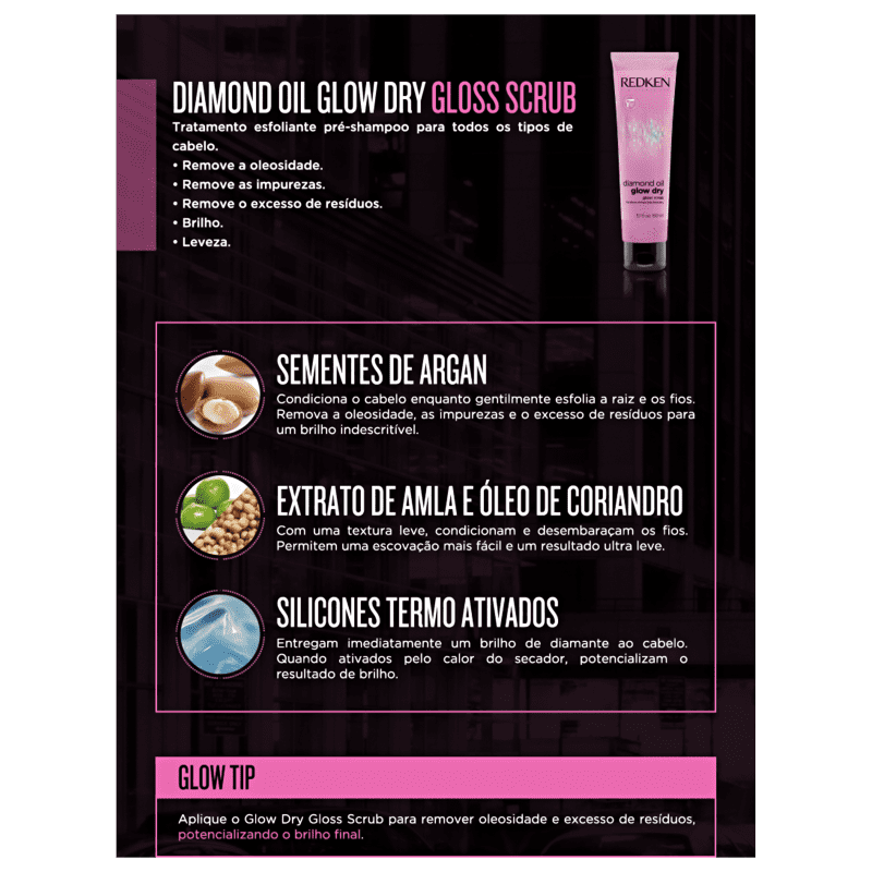Redken Diamond Oil Glow Dry Gloss Scrub - Tratamento Pré-Shampoo 150ml