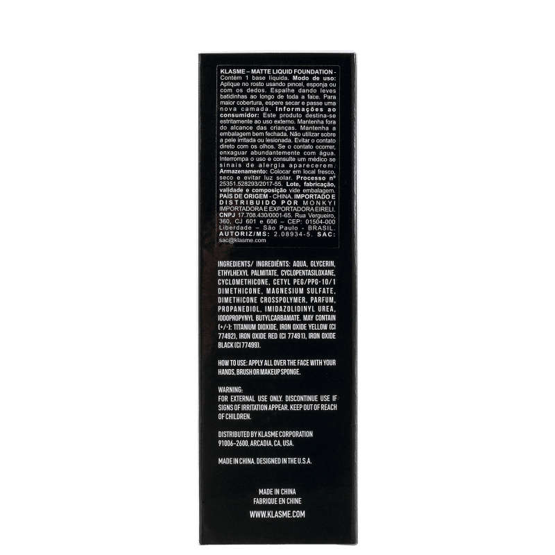 Klasme Matte F001 - Base Líquida 35g
