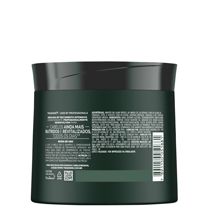 Máscara Capilar TRESemmé Baixo Poo + Nutrição 400g