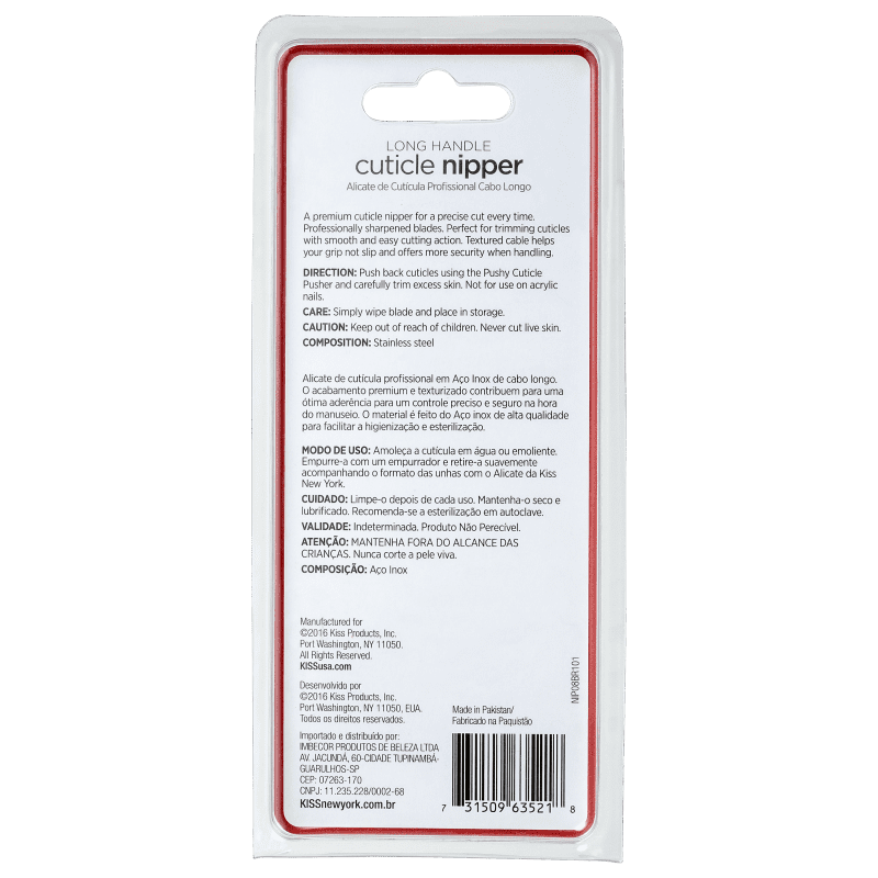 Kiss New York Nipper Long Handle - Alicate de Cutículas 40g