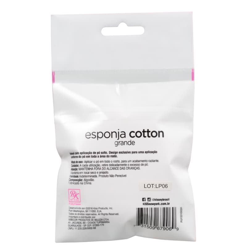 Kiss New York Ruby Kisses Cotton Grande - Esponja para Pó Solto 5g
