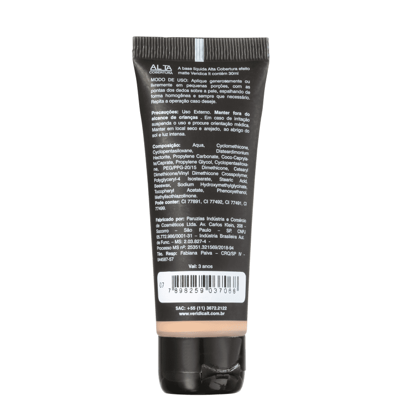Verídica It Nº07 Alta Cobertura - Base Líquida 30ml