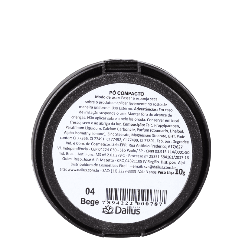 Dailus 04 Bege - Pó Compacto Natural 10g