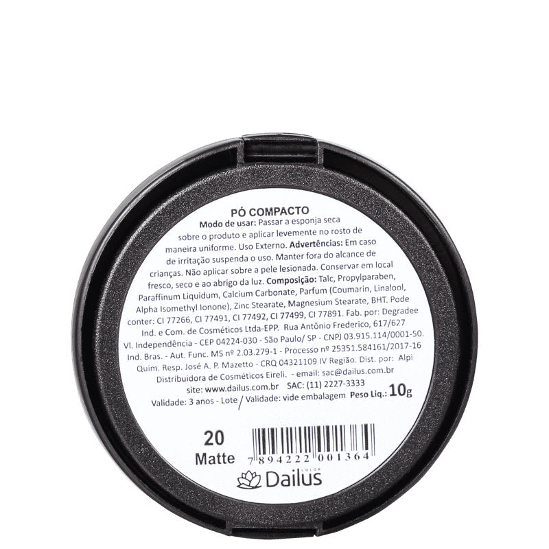 Dailus 20 Matte - Pó Compacto Natural 10g