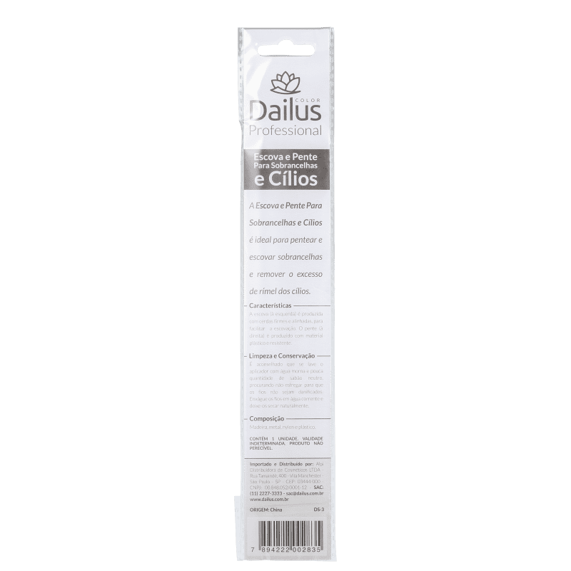 Dailus 03 Escova e Pente - Pincel para Cílios e Sobrancelhas