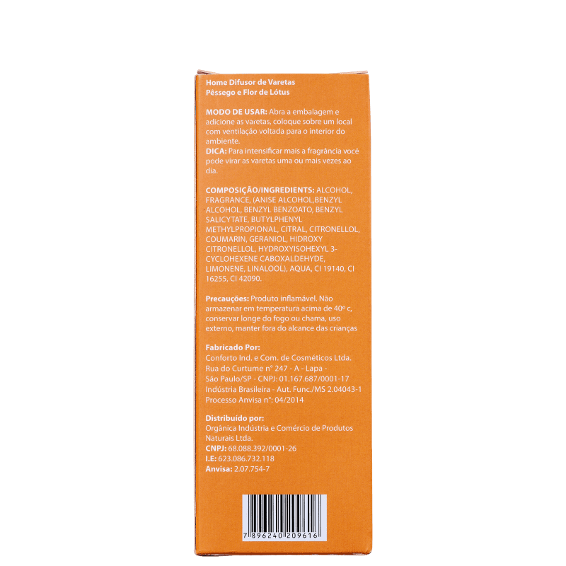 Orgânica Pêssego e Flor de Lótus - Difusor de Ambiente 150ml