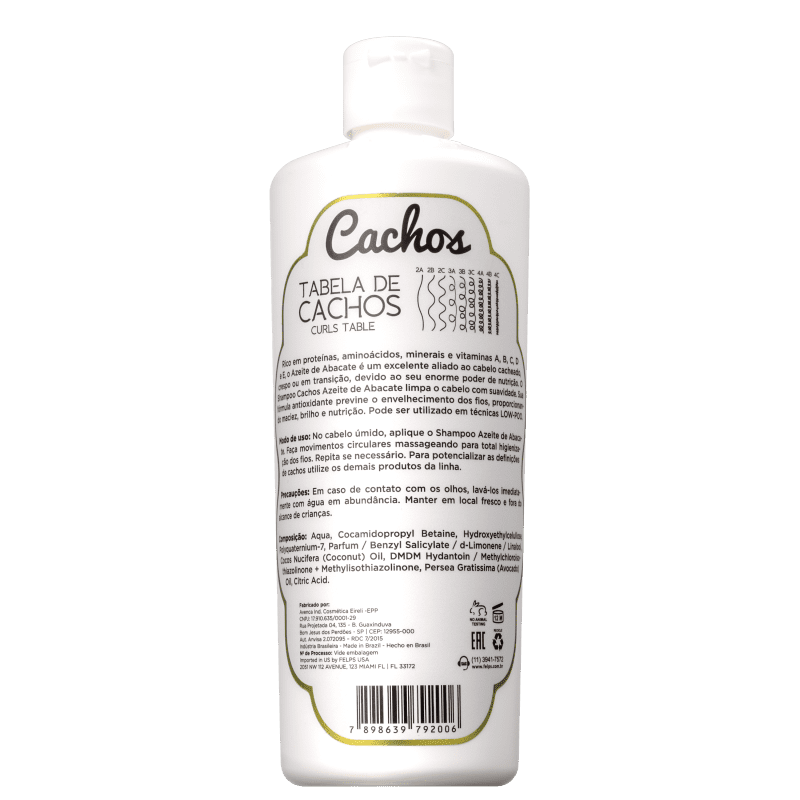 Felps Profissional Cachos Azeite de Abacate - Shampoo Low Poo 500ml