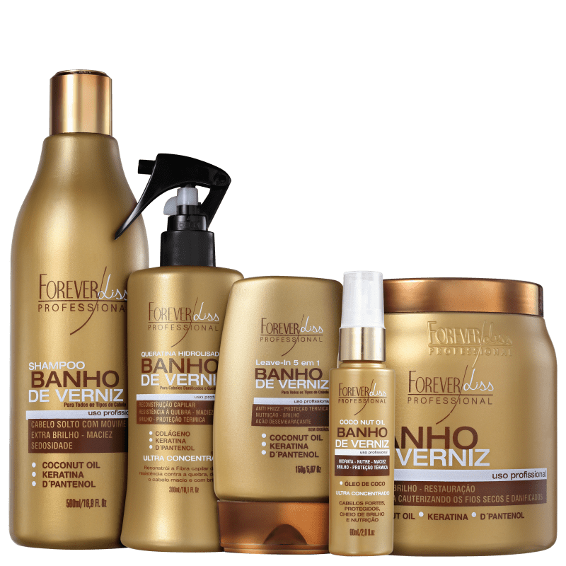 Kit Forever Liss Banho de Verniz Steps Salão (5 Produtos)
