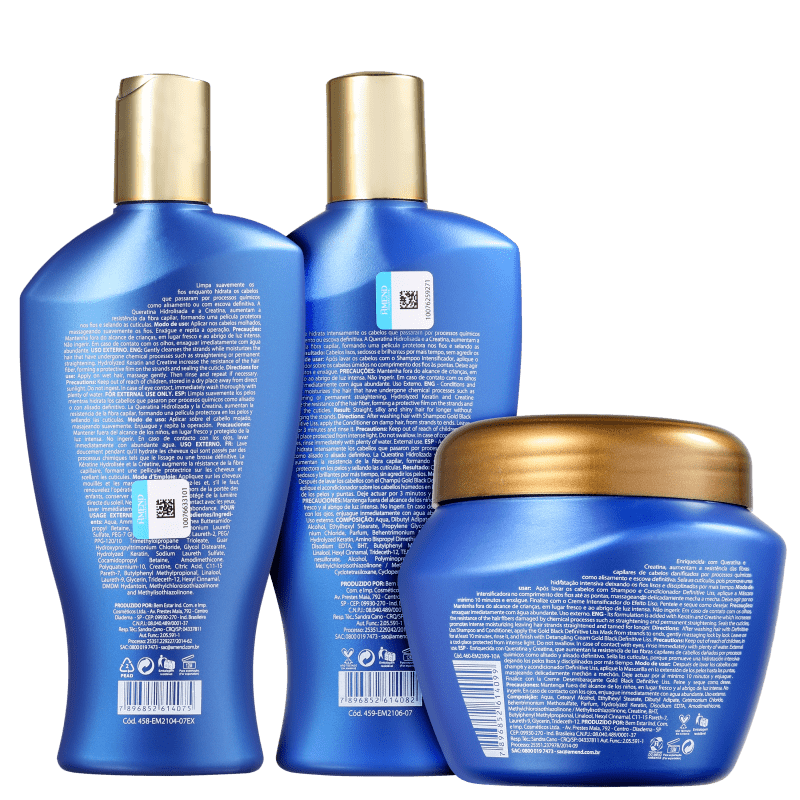 Kit Amend Gold Black Definitive Liss Trio (3 Produtos)