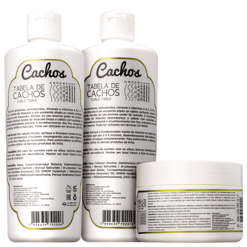 Kit Felps Profissional Cachos Azeite de Abacate Trio (3 Produtos)