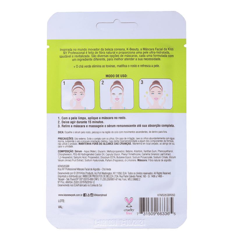 Kiss New York Chá Verde - Máscara Matificante 20ml