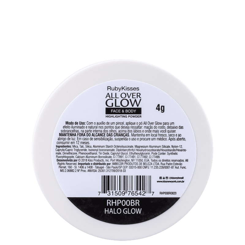 Kiss New York Ruby Kisses All Over Glow Halo Glow - Pó Iluminador 4g