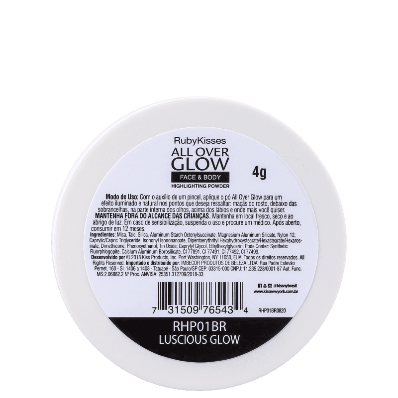 Kiss New York Ruby Kisses All Over Glow Luscious Glow - Pó Iluminador 4g
