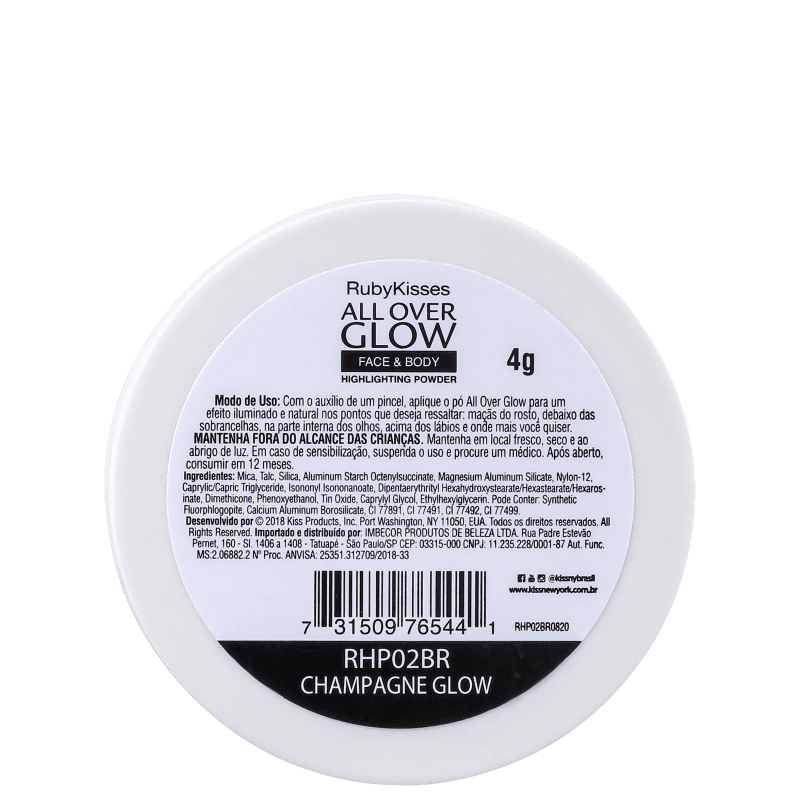 Kiss New York Ruby Kisses All Over Glow Champagne Glow - Pó Iluminador 4g