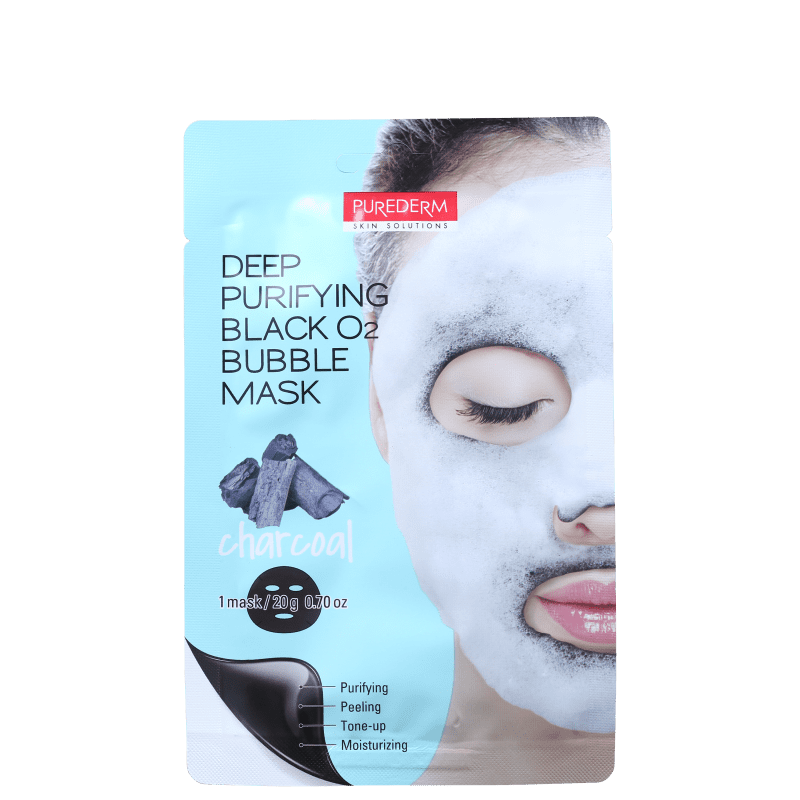 Purederm Deep Purifying Black O2 Bubble - Máscara de Limpeza Facial 20g